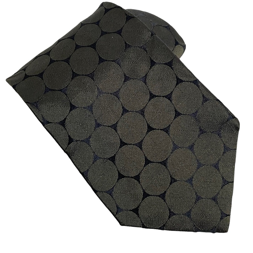 Banana Republic Silk Tie Mens Grey Dark Wedding Academia Italy Geometric Circle